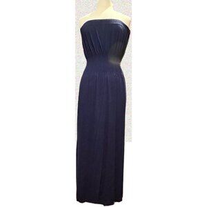 Lark & Grey Medium/Large Navy Blue Strapless Midi Dress Comfortable Elastic